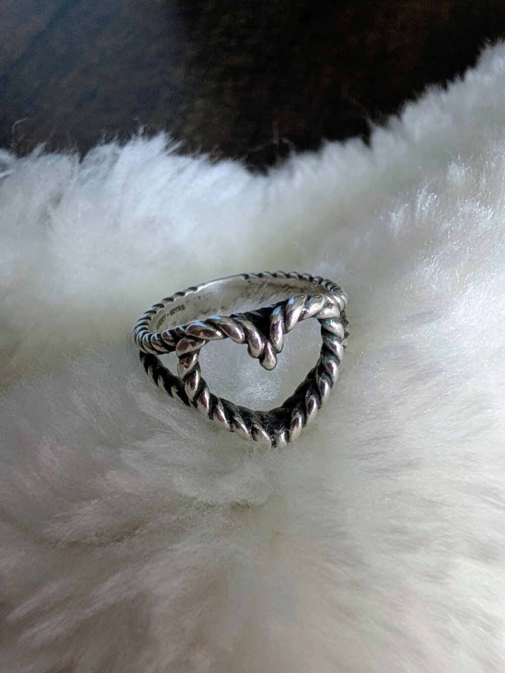 James Avery Retired Twisted Rope Heart Ring Sz 6.5 925 Sterling Silver Signed JA